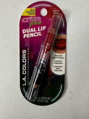 LA Colors Cyber Glam Dual Lip Pencil Black C69317 Matte Goth Y2K Grunge